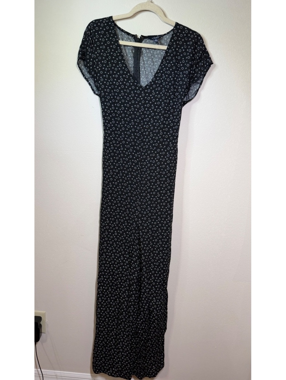 Chaps Black Floral Wide Leg Jumpsuit Size 10